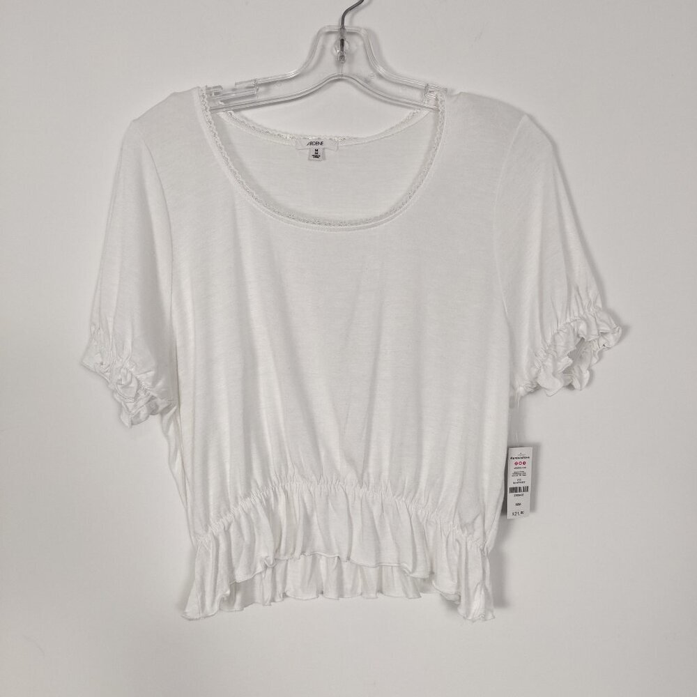 NEW Ardene Women's Crop Top Size M White Rayon Knit Beach Resortwear Summer
